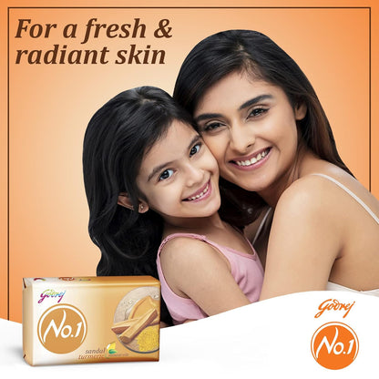 Godrej No.1 Bathing Sandal & Turmeric Grade 1 Soap with Long-lasting Fragrance (150g each)- Combo Pack of 4