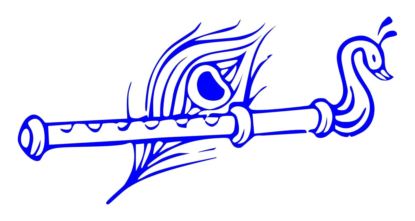 Akshar Arts Bhuwana Krishna Flute Wall Car Glass Glossy Vinyl Sticker 7 x 3.5 Inches Silver Krishna Flute Wall Car Glass Glossy Vinyl Sticker 7 x 3.5 Inches Blue