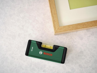 BOSCH Spirit Level 12cm | Compact & Portable | High-Precision Bubble for Accurate Readings | Durable Aluminum Construction | Ergonomic Design for Comfortable Grip | Ideal for Small-Scale Projects