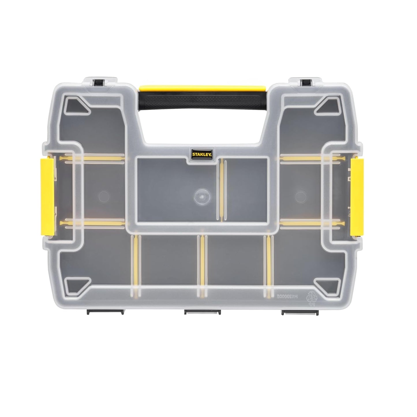 STANLEY STST1-70720 Professional Heavy Duty 10 Compartment Sort Master Light Organizer, 2.5 Kg Weight Capacity, Customizable 8 Removable Dividers, Polypropylene Textured Lid, 11.6x29.3x22.4 cm