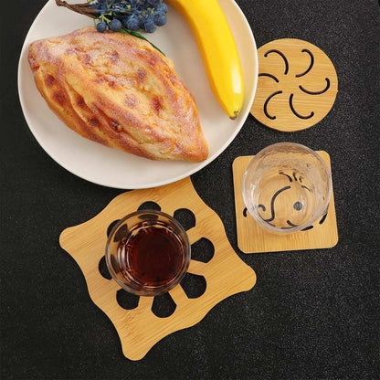 Udaipur Handicrafts Openwork Wooden Coasters for Hot Dishes, Pot, Bowl, Teapot, Pack of 4 (Random Pattern)