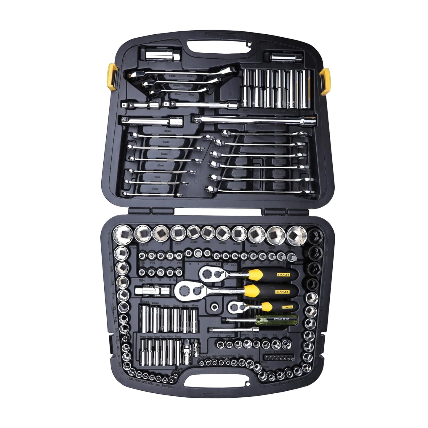 STANLEY 94-181 150-Piece High Quality Multi-Toolkit containing Spanners, Drivers, Sockets, Bits & Wrenches for Home, DIY & Professional Use, YELLOW & BLACK