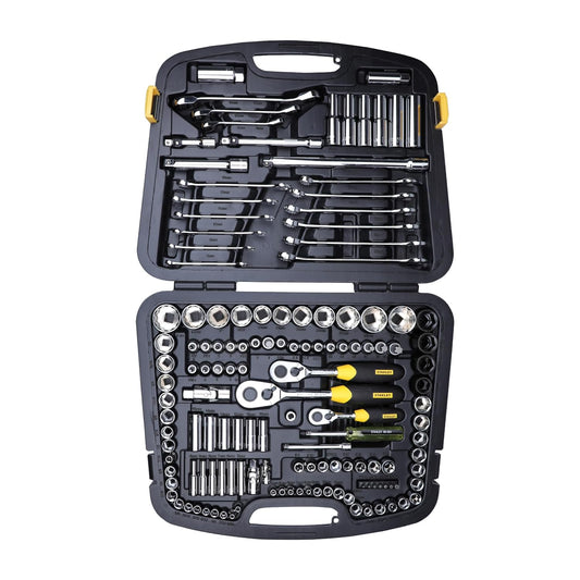STANLEY 94-181 150-Piece High Quality Multi-Toolkit containing Spanners, Drivers, Sockets, Bits & Wrenches for Home, DIY & Professional Use, YELLOW & BLACK