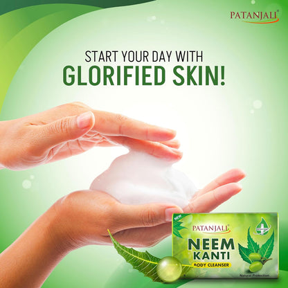 Patanjali Neem Kanti Herbal Body Cleanser Soap for Men and Women (150g, Pack of 8), Moisturizing & Deep Cleansing, Natural Neem Soap for Dry Skin