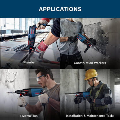 BOSCH GBH 2-26 RE Professional Rotary Hammer - SDS Plus | 800 W | SDS Plus Tool Holder | Rated Speed 0-900 rpm | Impact Rate 0-4000 BPM | Impact energy 0-2.7 J| Rotation Control Clutch | 1 Yr Warranty