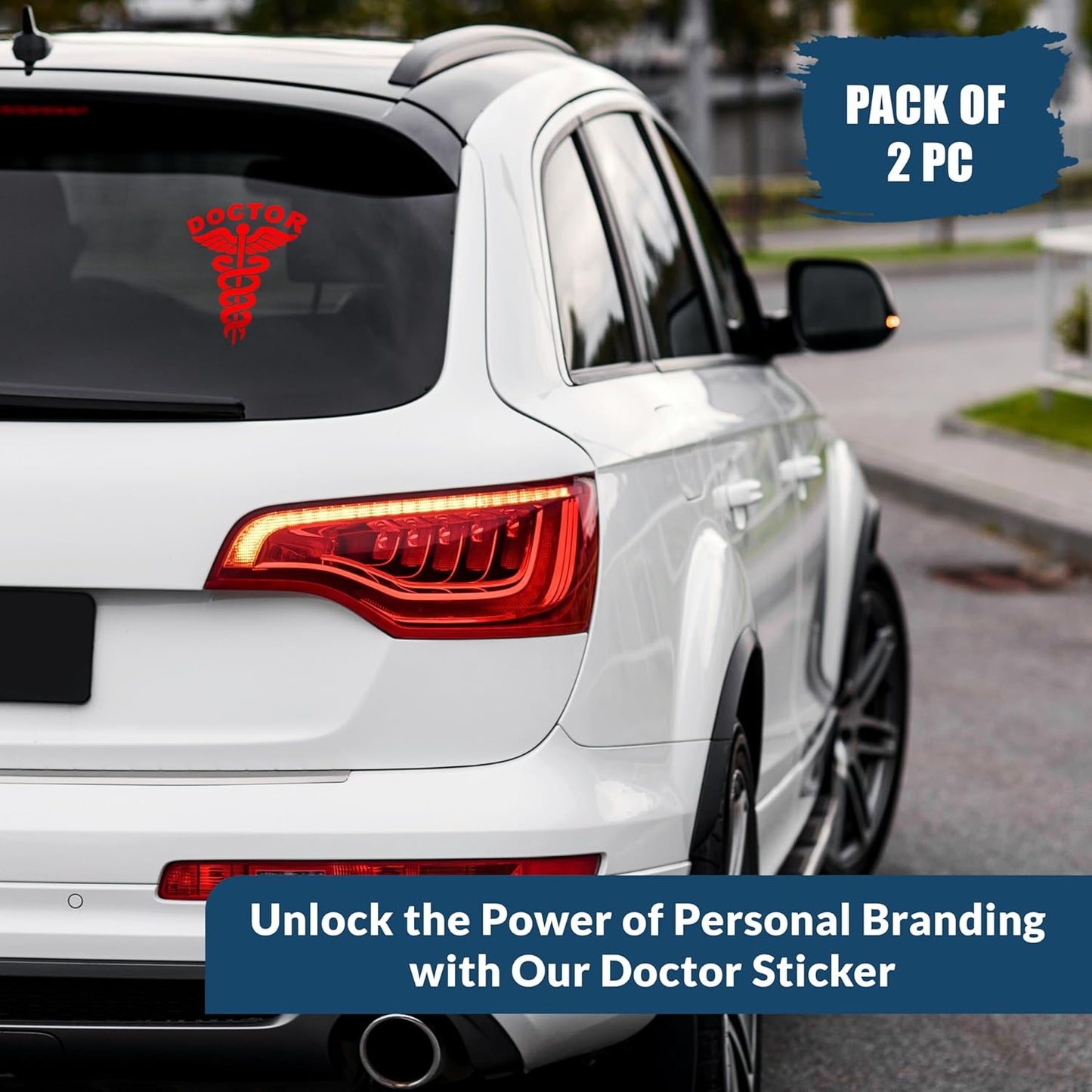 Akshar Arts Bhuwana Red Doctor Car Decal Sticker Doctor Logo Sticker for Car and Bike Reflective and Water Proof Pack of 2 (Size 5.8 * 6 Inch)