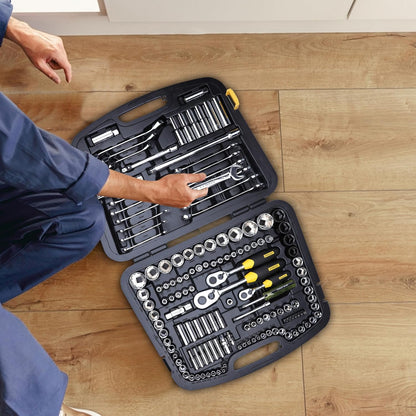 STANLEY 94-181 150-Piece High Quality Multi-Toolkit containing Spanners, Drivers, Sockets, Bits & Wrenches for Home, DIY & Professional Use, YELLOW & BLACK