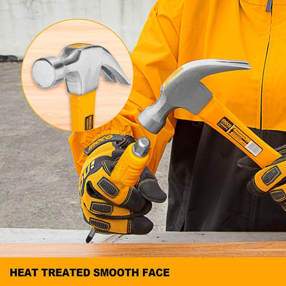 INGCO Claw Hammer, Professional Claw Hammer, 8oz/220g | 45# Carbon Steel, Heat Treatment Drop-Forged Hammerhead for Pulling nails, Prying Boards, Demolition work, Splitting Wood