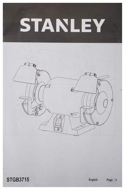 STANLEY STGB3715 373W 152mm Bench Grinder (Yellow) with 2 Eye Shields
