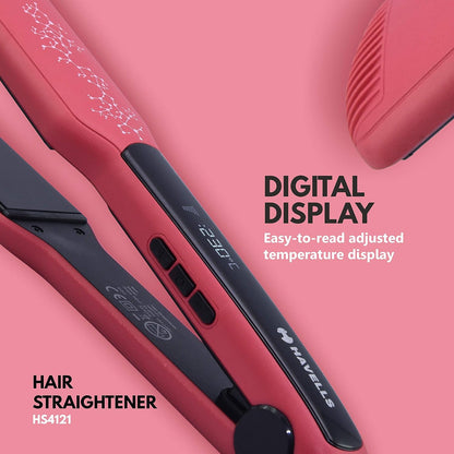 Havells Wide Plate Hair Straightener - HS4121 (Red_Free Size)