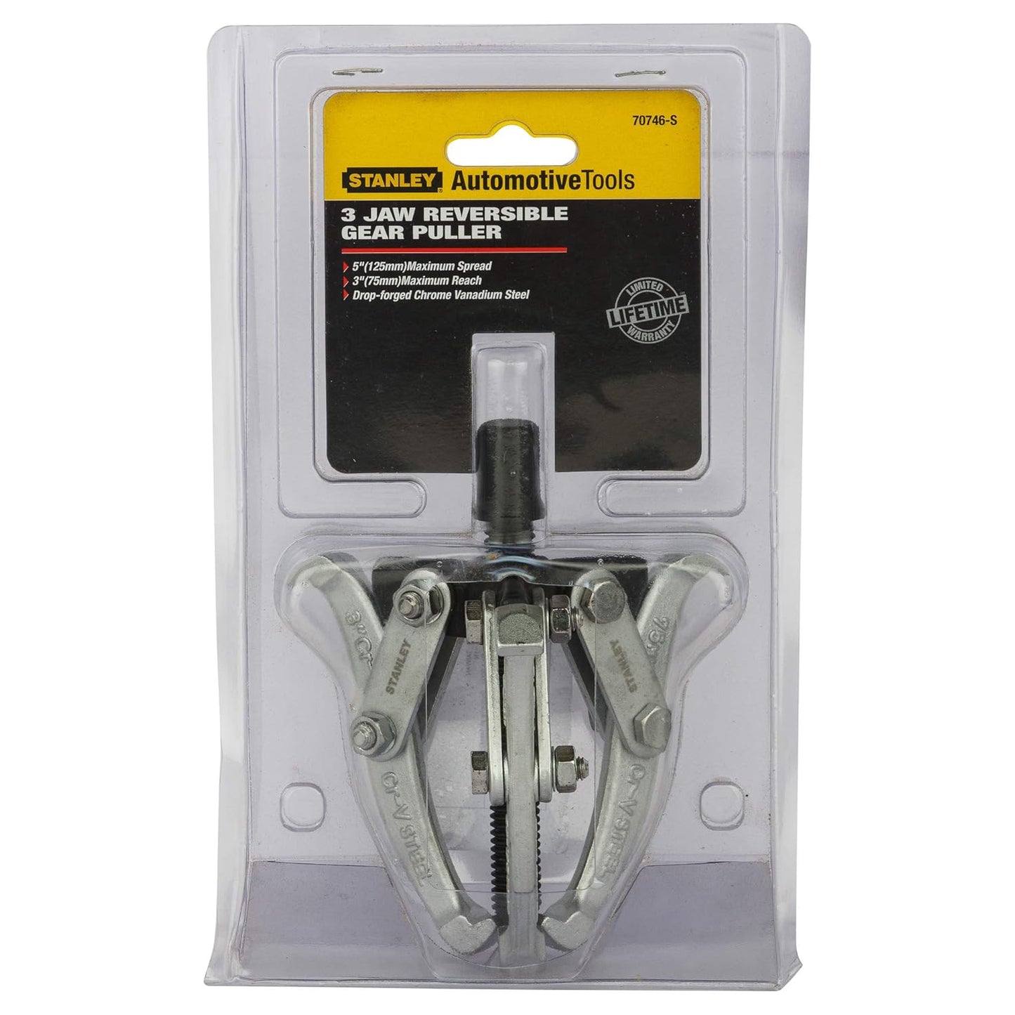 STANLEY 70746-S Carbon Steel 3 Jaw Gear Puller, 75 mm, Silver