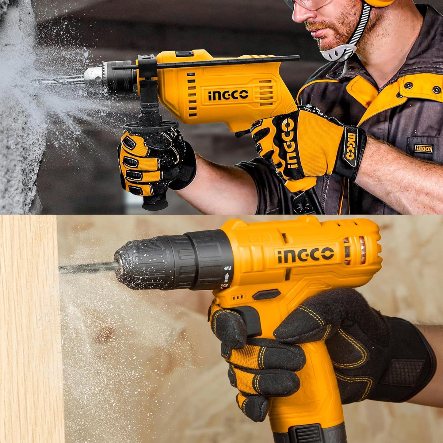 INGCO 108 PCS Professional Tool Kit with Impact Drills Combo, 680W, Copper Armature, Cordless Drill Machine, Chuck 13mm, Home Use Essential Tools/Accessories, With Battery