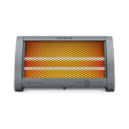 Havells Cozio Nuo Room Heater| Dual Heat Setting 400/800 Watt| Dual Quartz Heating Rods| Silent Operation| Tip Over Protection| Fire Retardant Material| Anti Rust Reflector| 2 Year Warranty(Grey)