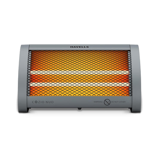 Havells Cozio Nuo Room Heater| Dual Heat Setting 400/800 Watt| Dual Quartz Heating Rods| Silent Operation| Tip Over Protection| Fire Retardant Material| Anti Rust Reflector| 2 Year Warranty(Grey)