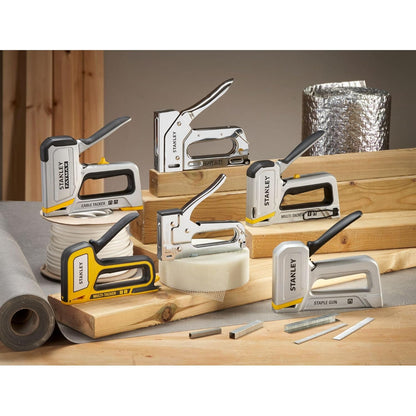 STANLEY STHT70440 2-in-1 Multi Tacker, Attachment Indication, Non-Slip Handle with Easy Squeeze Mechanism, Ideal for Type A Staples (6-10 mm) and Type J Headed Brad Pins (10 mm), Staples NOT Included