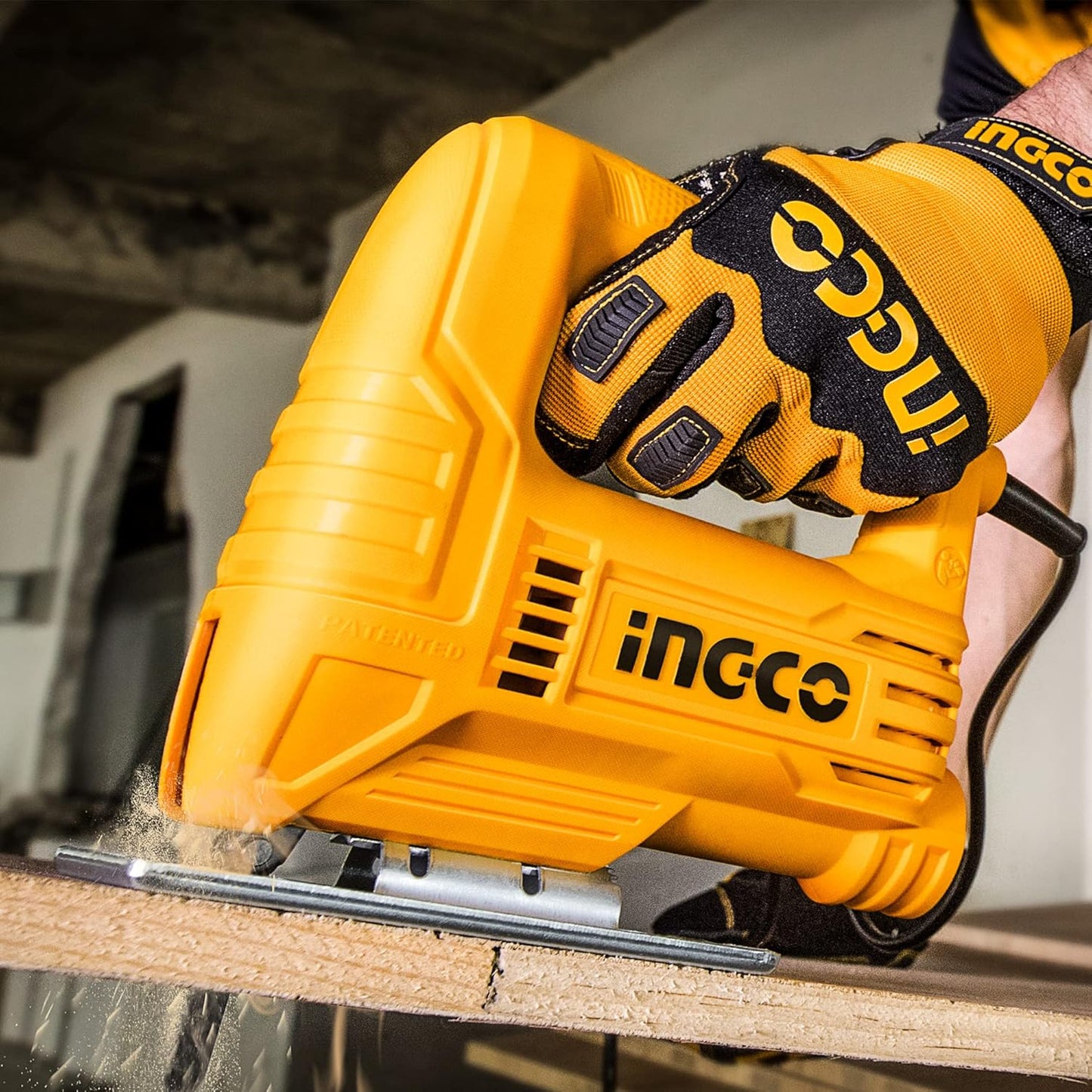 INGCO Jig Saw, Corded Jigsaw with Scale Ruler, 400W | 800-3000rpm | With 1pcs Saw Blade, Bevel Cutting: ±45°, Max Cutting Depth 55mm for Wood