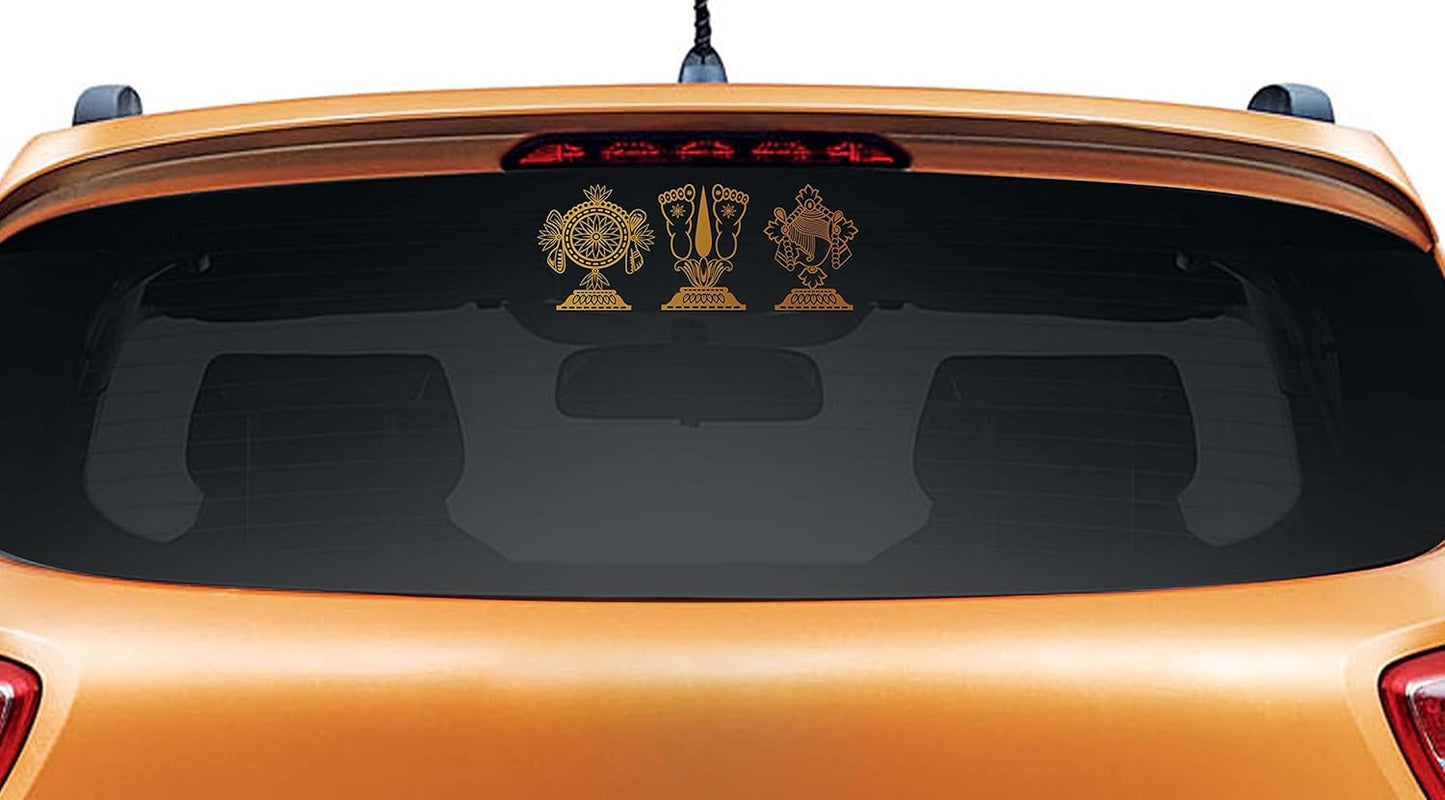 Akshar Arts Bhuwana Vinyl Lord Balaji Shanku Chakra Car Sticker, 14 x 0.1 x 6 Inches, Copper