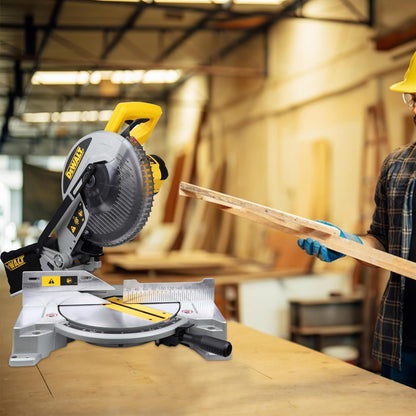 DEWALT DW714-IN 10"(254 mm) Corded Compound Mitre Saw With 80T TCT Alu. Blade, 1650W Univ. Motor, 4600 RPM, Max. Cross-cut Capacity 90 Deg.: 130 mm, Ideal For Cutting Wood & Tiles, Horizontal D-Handle