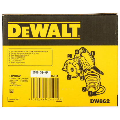DEWALT DW862 1270 Watt 4-Inch Heavy Duty Wet Marble Cutter/Tile Cutter with Wrench and Socket
