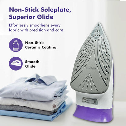 HAVELLS Husky 2200 W Steam Iron with Auto Shut Off, Steam Boost, Vertical, Horizontal Ironing, Anti Drip, Self-Cleaning & Anti Calc Technology (Purple)