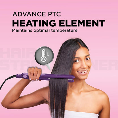 Havells HS4101 Ceramic Plates Fast Heat up Hair Straightener, Straightens & Curls, Suitable for all Hair Types (Purple)
