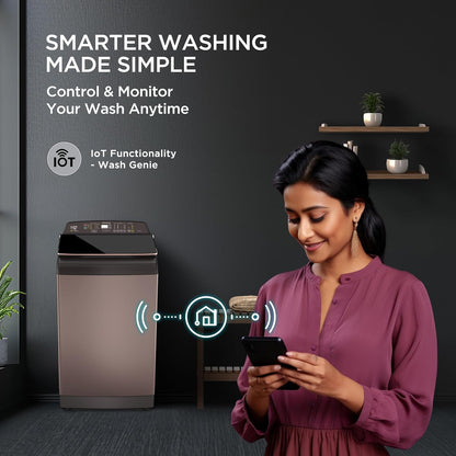 Havells-Lloyd 8.5 Kg 5 Star Fully Automatic Intelli Inverter Motor Top Load Novante IOT With With In Built Heater Washing Machine (GLWT855N12CB Copper Blush)