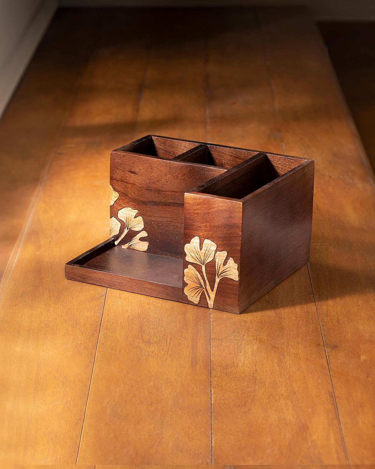 Udaipur Handicrafts  Wooden Cutlery Holder & Napkin, Fork Stand for Fork, Knife & Chopstick, Utensil Organizer for Kitchen & Dining Table, Handcrafted Tableware Storage Box for Spoons