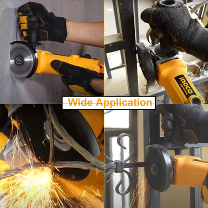 INGCO Angle Grinder, 100mm | 710W | 11000 RPM Power Grinder, Electric Metal Grinder with 1pcs Auxiliary Handle