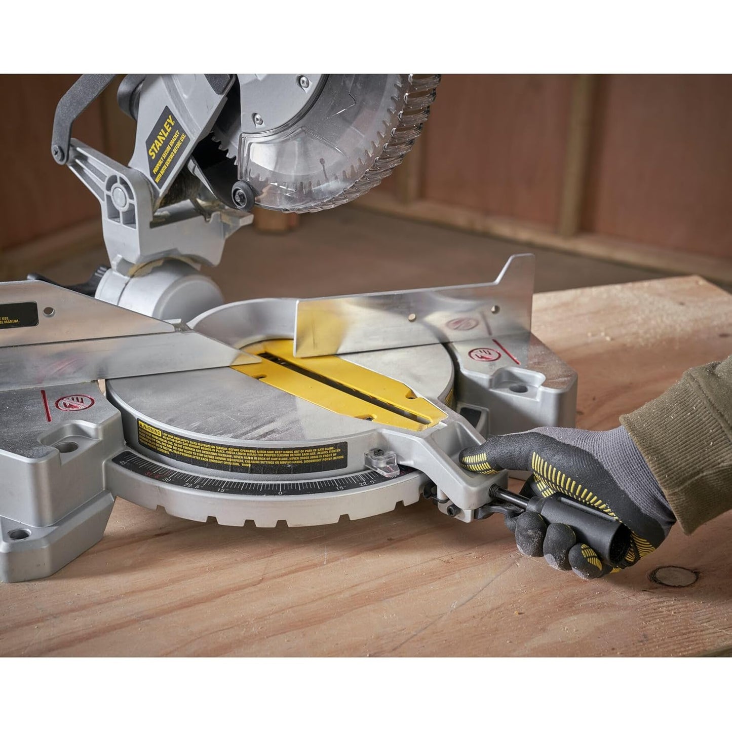 STANLEY SM16-IN 1650W 10" Compound Mitre Saw, 4800 RPM, Compact Size and Lightweight 254mm Blade Diameter+ 1 Year Warranty, (Yellow and Black)