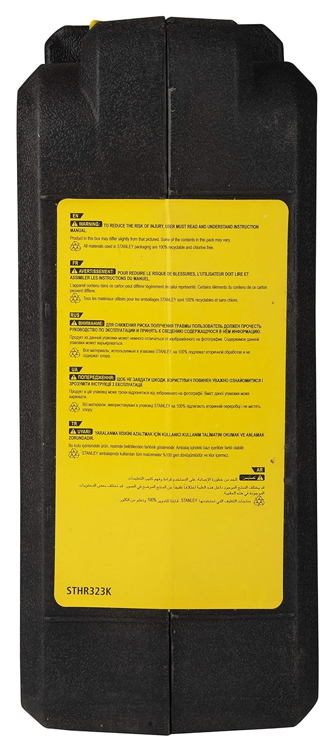 STANLEY STHR323K-IN 1250W 32mm 3 Mode L-Shape SDS-PlusHammer with Kitbox, 5.4Kg (Yellow and Black)