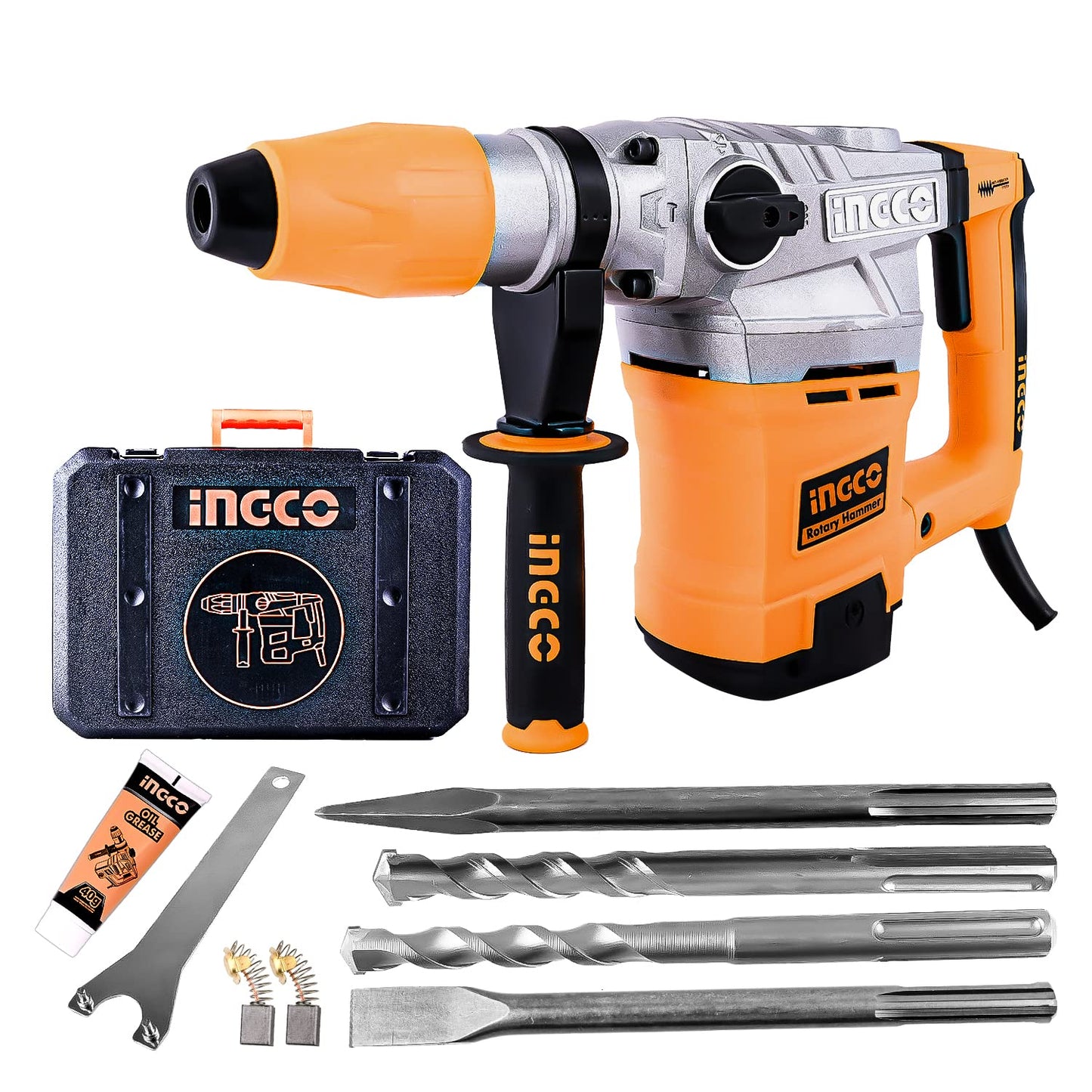 INGCO 1050W Corded Rotary Hammer 950RPM, 28mm in Concrete, 5J, SDS Plus Chuck System, 3 Functions, Electric Rotary Hammer Drill, Packed by Carrying Case