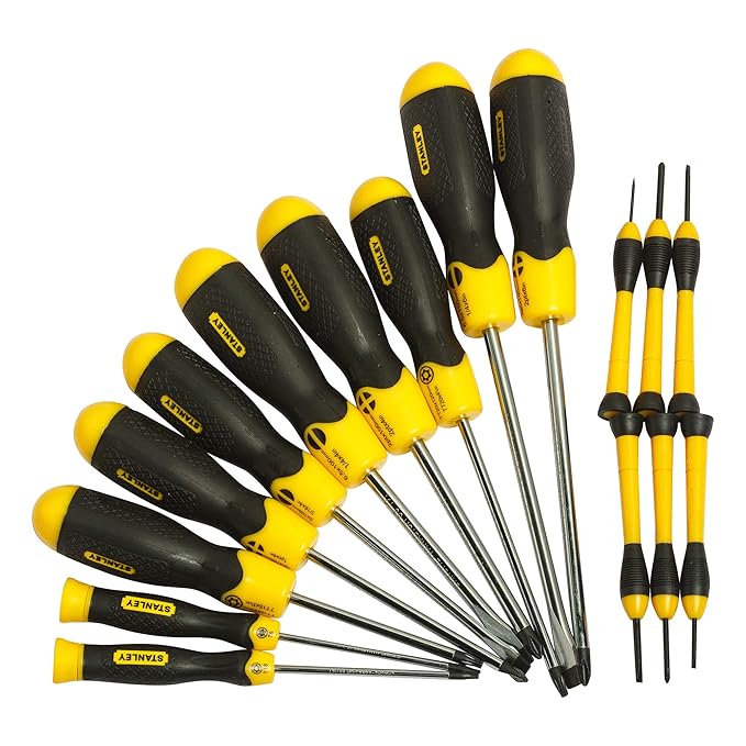 STANLEY 68-0002C Cushion Grip Screwdriver Set-16 pcs (Yellow and Black)