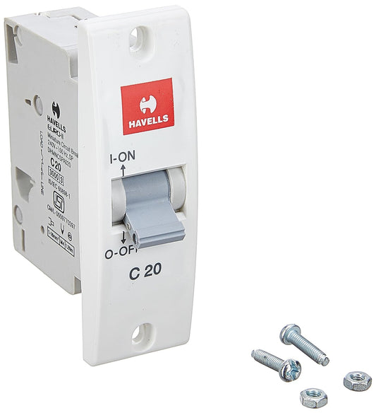 Havells DHMNCSPA020 PVC Plastic 20A SP C Mini MCB (White)