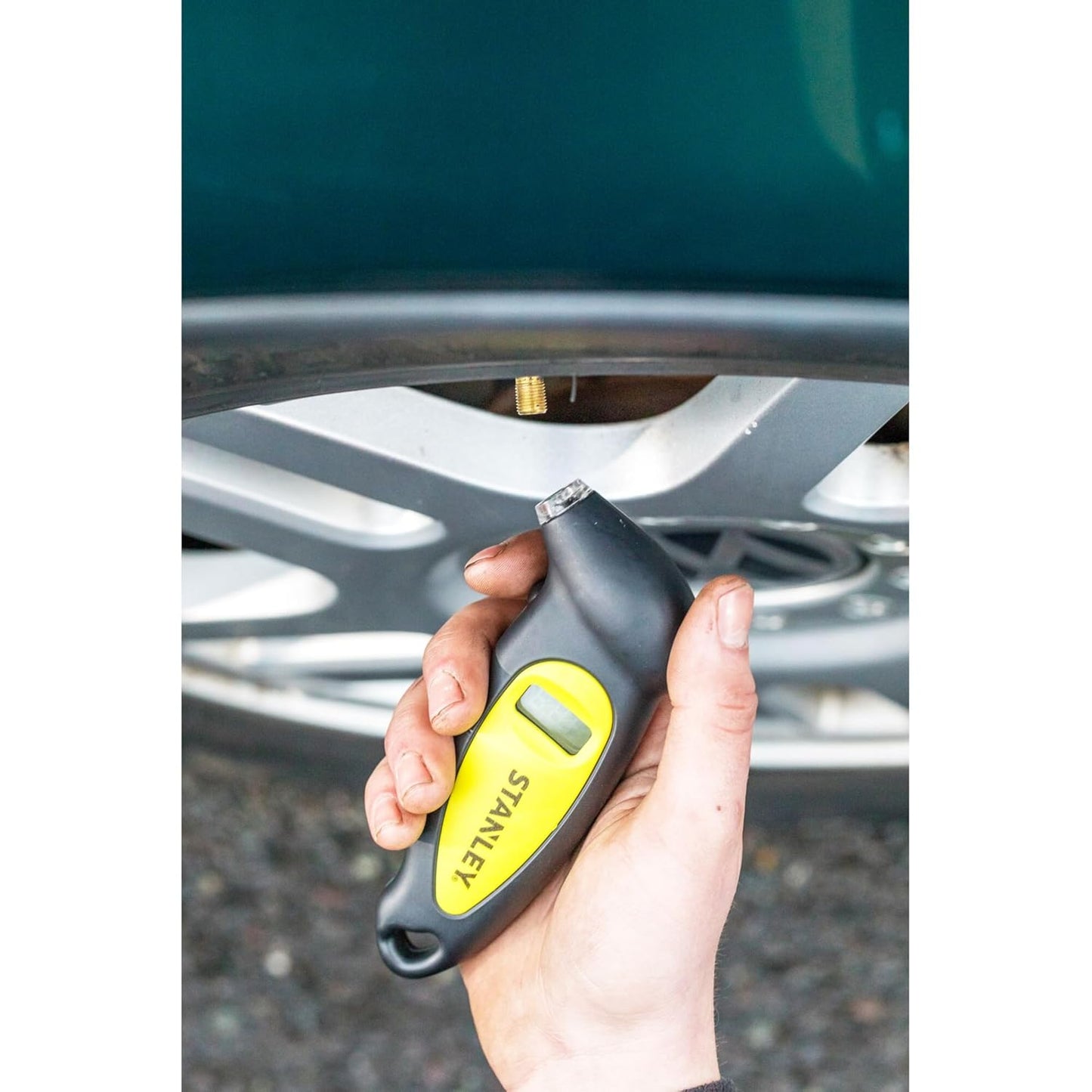 STANLEY STHT80874-0 Digital Tire Pressure Gauge with Integrated LED Display for Accurate Pressure Readings for Cars and Bikes, 0 to 6.2 Bar Working Pressure Range, 1 Year Warranty, YELLOW & BLACK