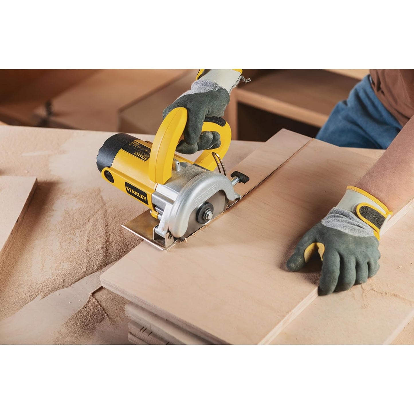 STANLEY STSP125-IN Tile Cutter Machine for Cutting Varied Ranges of Tiles, 1320 Watt 5''/125mm, Optimized 13500 RPM for High Cutting Efficiency, 1 Year Warranty (Yellow & Black)