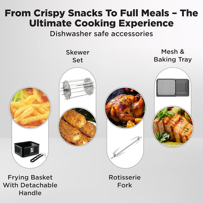 Havells Avanza Multi Function Air Fryer Oven 15L|1700W|Digital Touch Control|14 Pre-Sets|Aerocrisp Technology|Includes Skewer Set,Rotisserie Fork,Mesh,Baking Tray|2Yr Door Step Warranty by Havells
