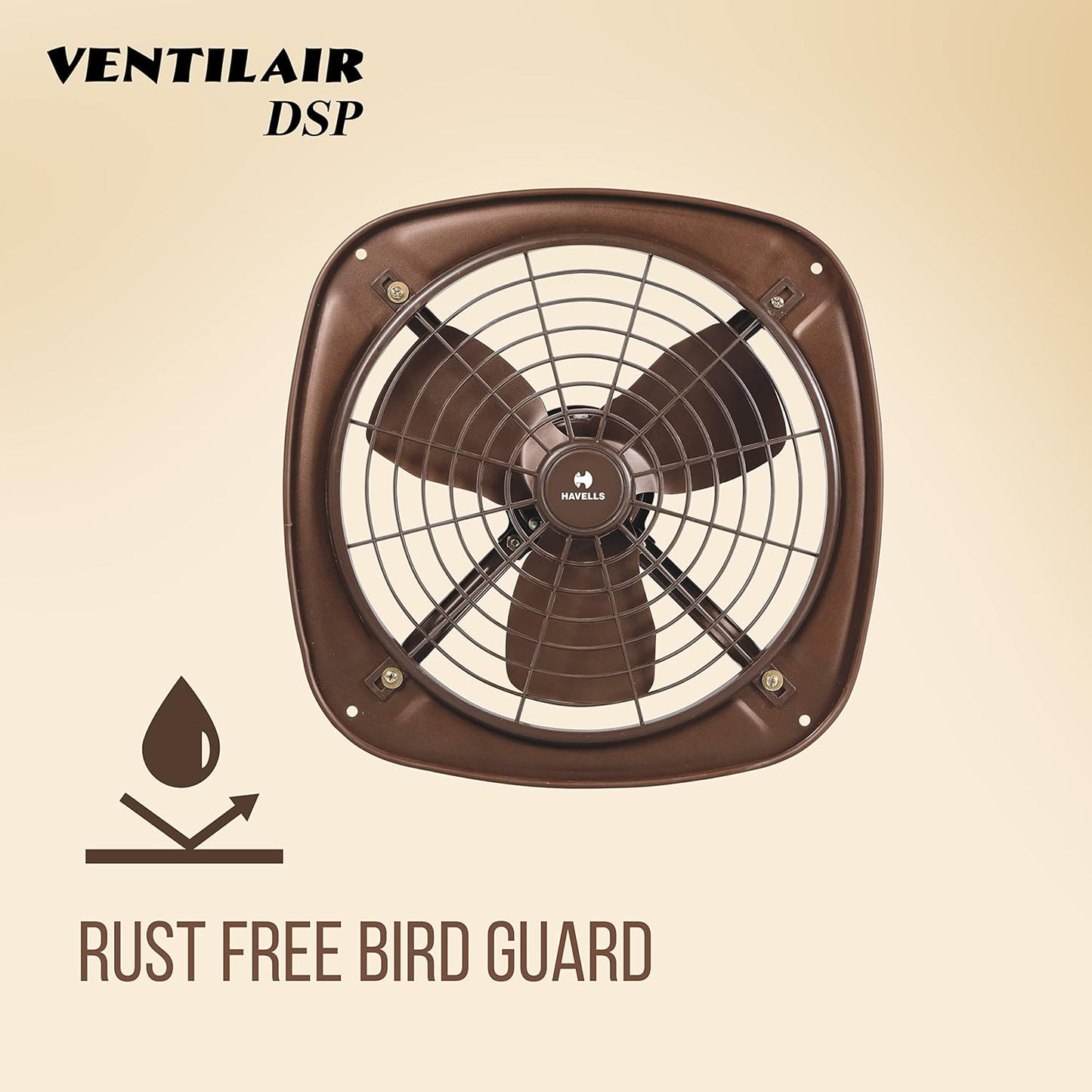 Havells Ventil Air DSP 230mm Exhaust Fan| Cut Out Size: Ø9.5| Watt: 40| RPM: 1350| Air Delivery: 510| Suitable for Kitchen, Bathroom, and Office| Warranty: 2 Years (Choco Brown) (Pack of 2)