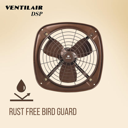 Havells Ventil Air DSP 230mm Exhaust Fan| Cut Out Size: Ø9.5| Watt: 40| RPM: 1350| Air Delivery: 510| Suitable for Kitchen, Bathroom, and Office| Warranty: 2 Years (Choco Brown) (Pack of 2)