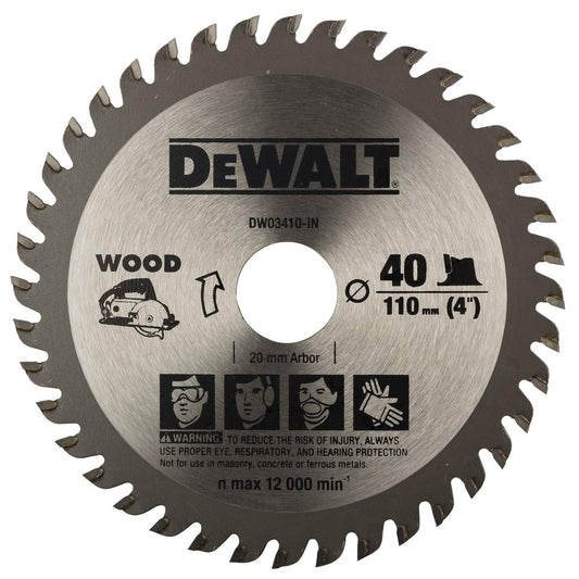 DEWALT DW03410 110mm 40T TCT Circular Saw Blade for cutting MDF Plywood and Laminated Wood
