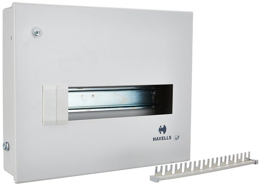 Havells Utility DB SPN SD QVE RG 12W Metal Single Door Distribution Board (Grey)