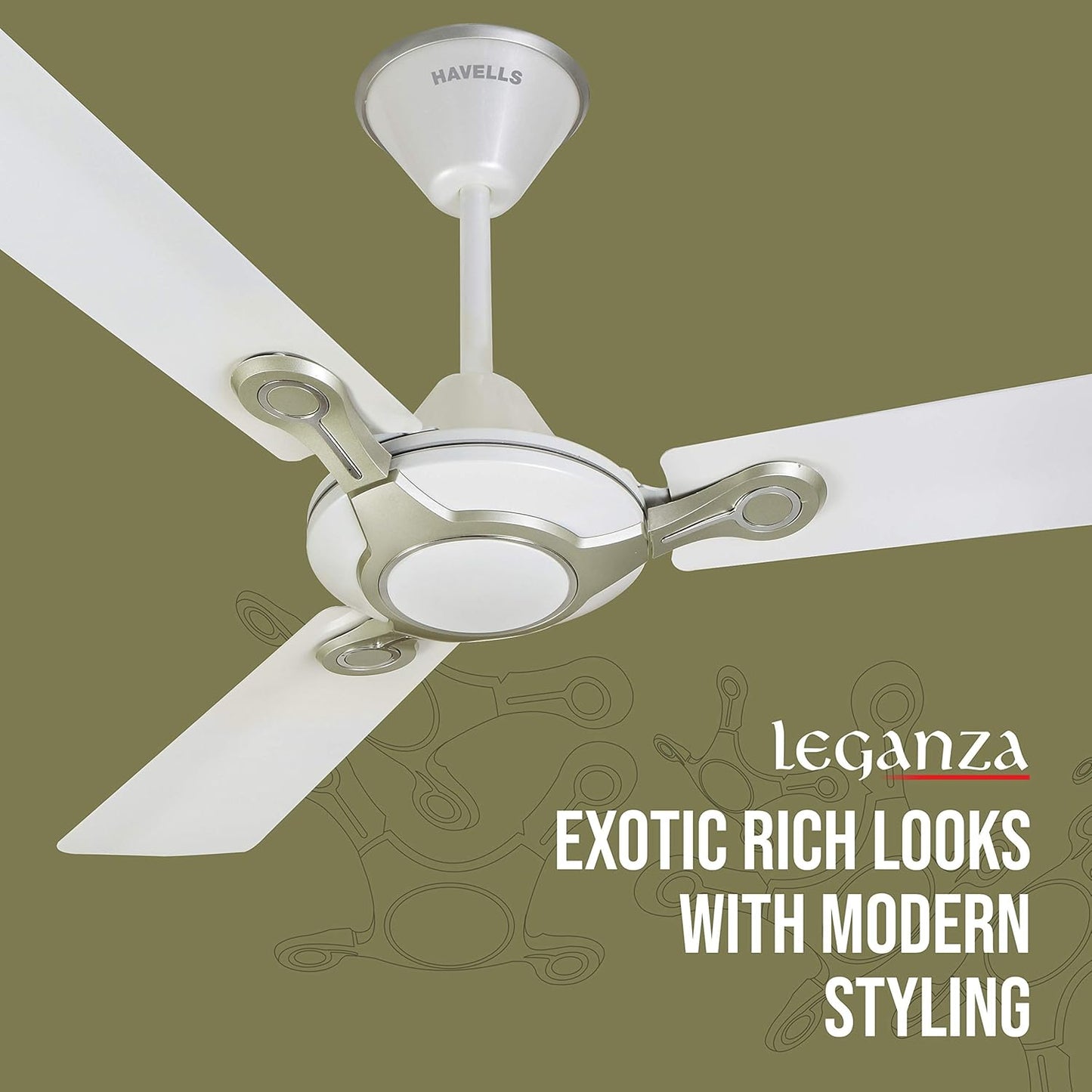 Havells Leganza 3B 1200mm 2 Star Energy Saving Ceiling Fan (Pearl White Silver, Pack of 1)