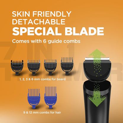 Havells Beard & Hair 7 in 1 Trimmer |2-in-1 Special Blade| Comes with 4 Beard & 2 Hair Combs| Real Time Digital Display| Type C Turbo Charge| No Nicks & Cuts|2 Year Guarantee|BT6661
