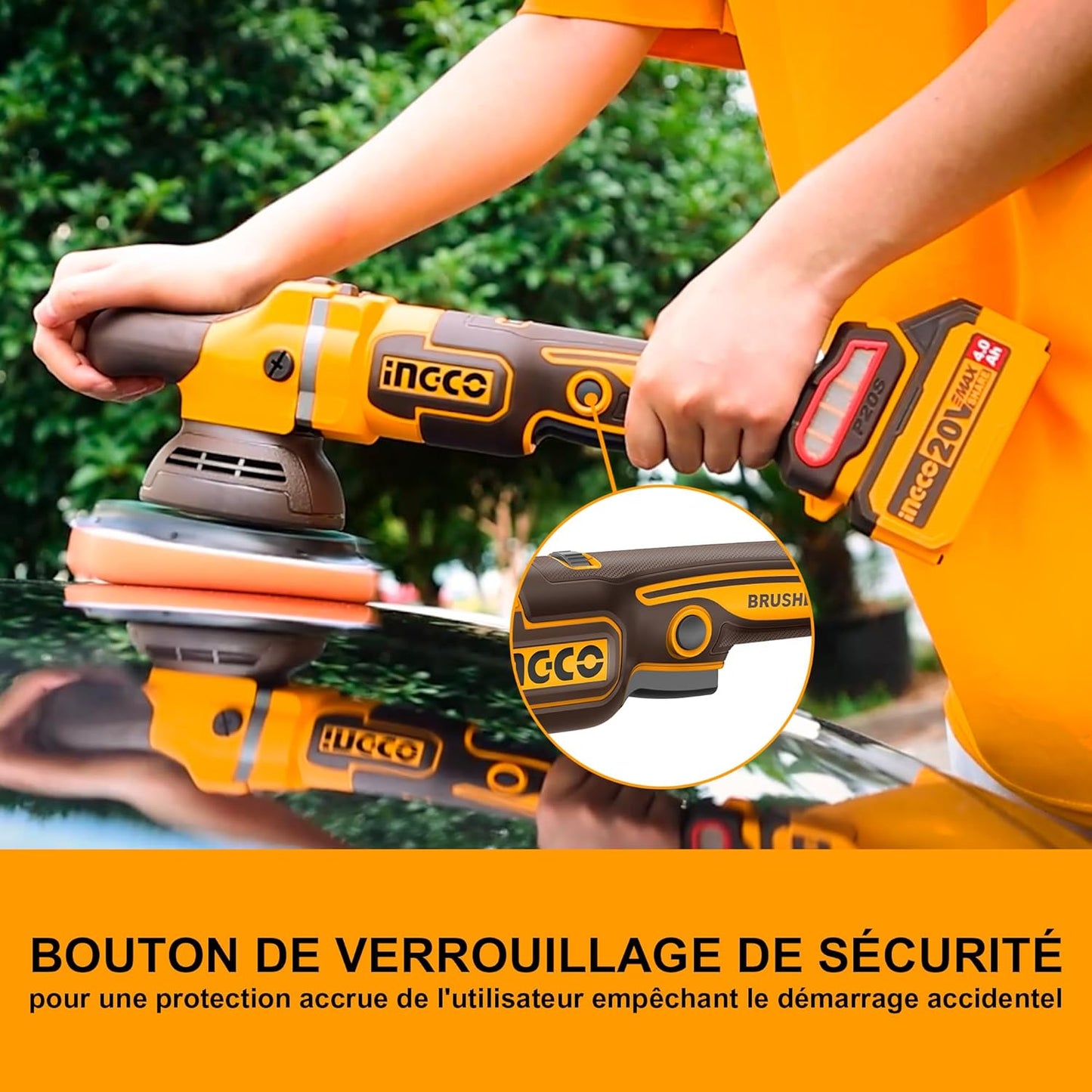 INGCO APLI20151 20V Cordless Polisher with 1 x 4.0 Ah Battery and Charger