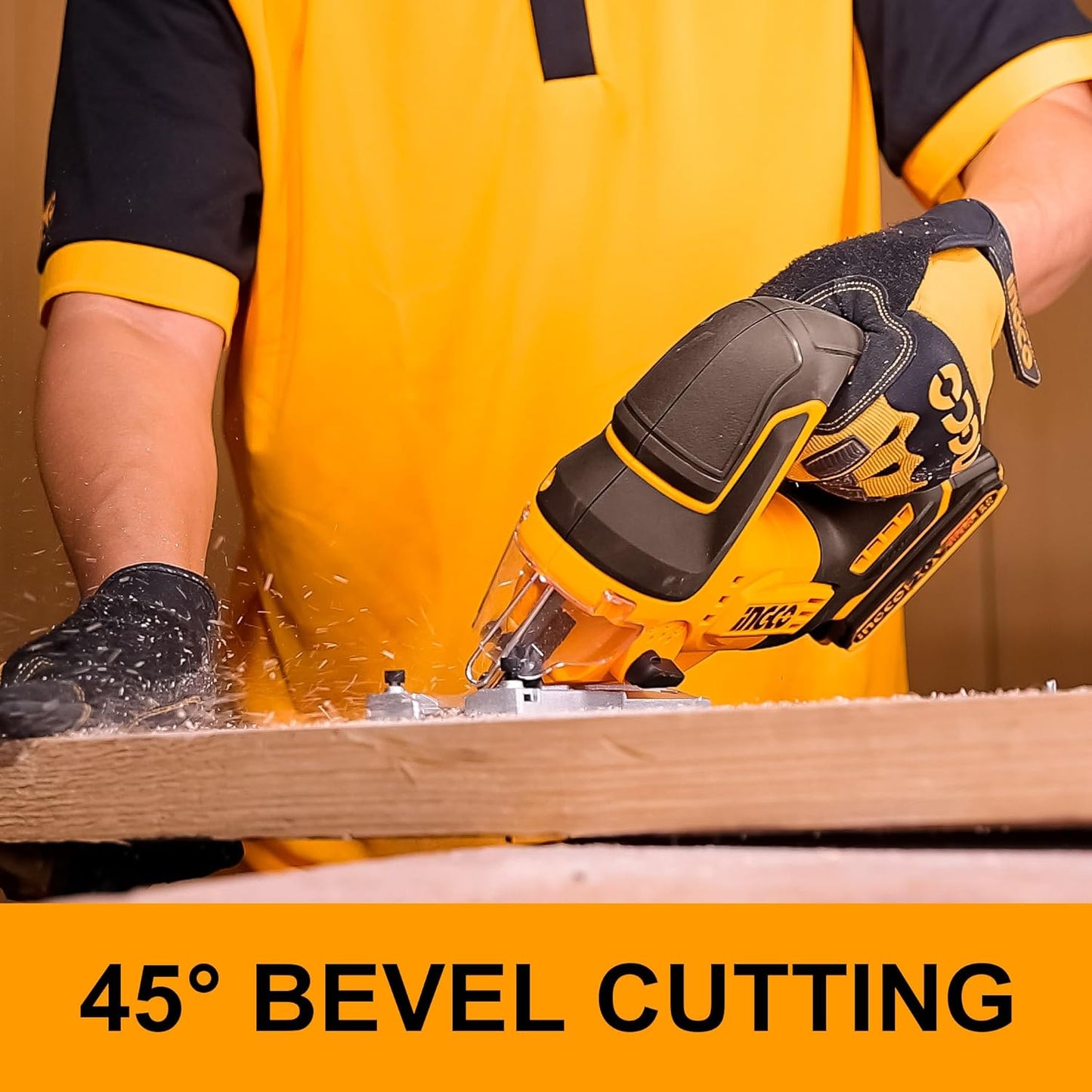 INGCO 20V Cordless Jig Saw (Body Only), Brushless Motor, 3000RPM with 5Pcs Saw Blades CJSLI1008