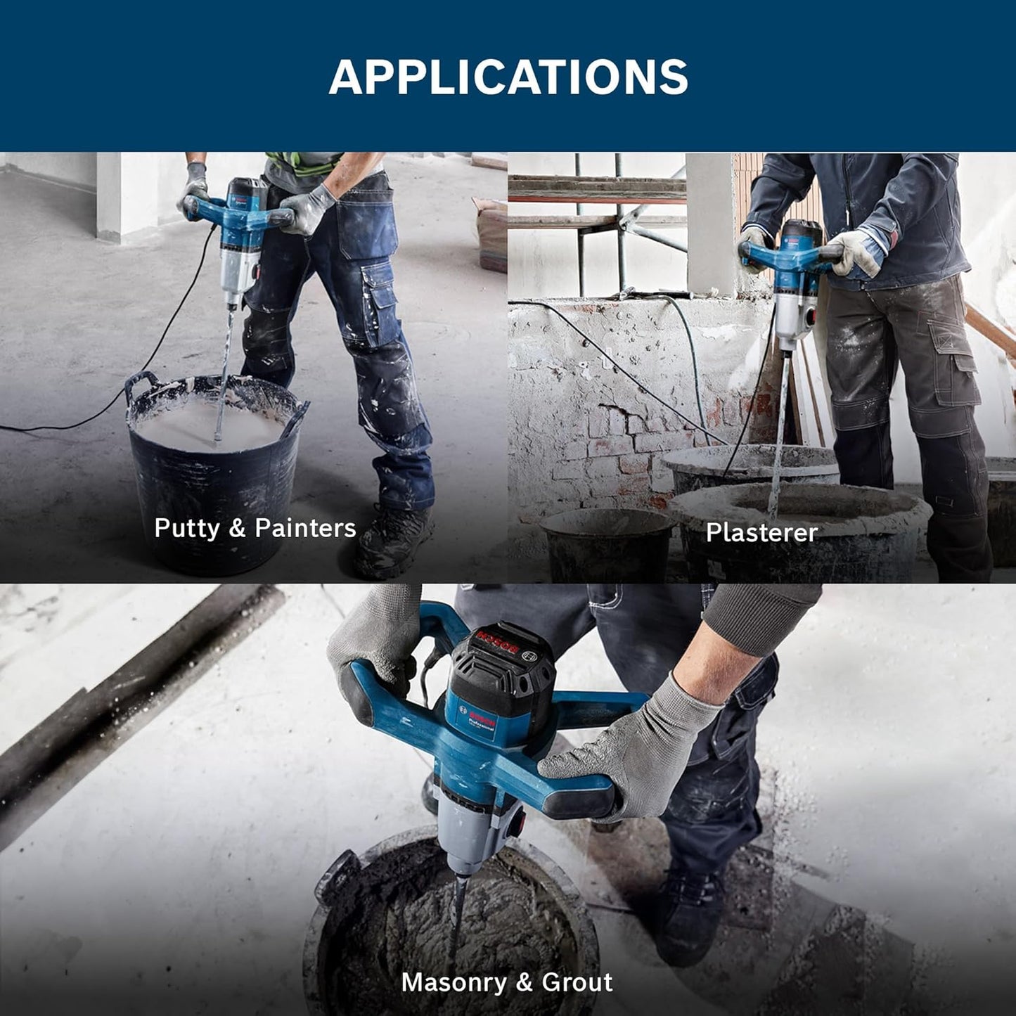 BOSCH GRW 140 Professional Paint Mixer| 1400W Motor | No Load Speed Upto 750 RPM | Soft Start | 2 Speed Selection | Wheel Shaped Handle | 1 Stirrer Included| Carbon Brush LED | 1 Yr Warranty