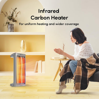 Havells Comodito 900 Watt Room Heater | Safety Grill, 120 Minute Sleep Timer Control knob | Rust Free Stainless Steal Reflector, Carbon Fiber Rods, Power Off & Heat Setting | (Pack of 1, Grey)