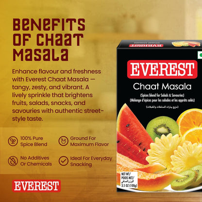 Everest Chaat Masala – 100g | Tangy & Flavourful Chaat/Chat Masala Powder for Snacks, Fruits, Salads & Street-Style Dishes