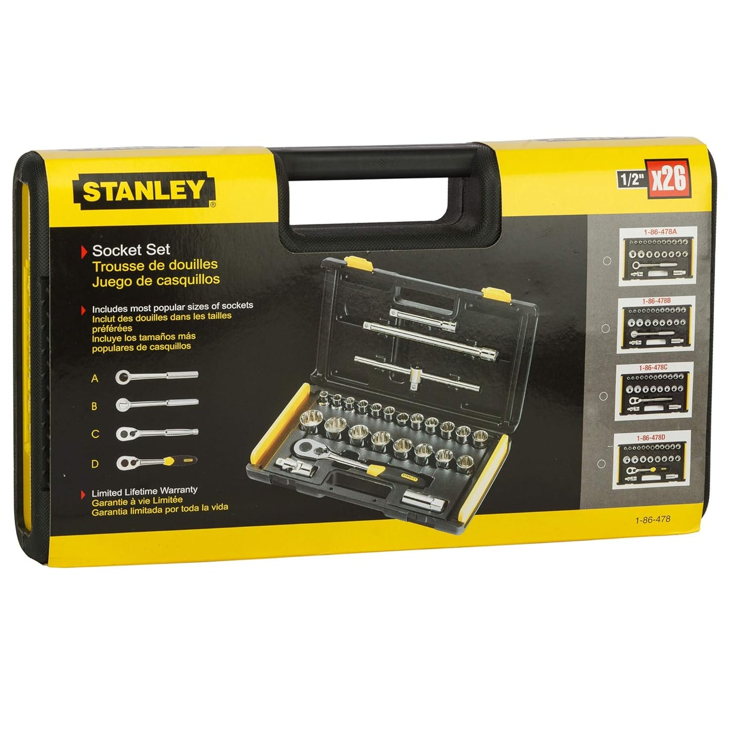 STANLEY 86-478 1/2'' SQ. Drive 12 Point Socket Set (25-Pieces)