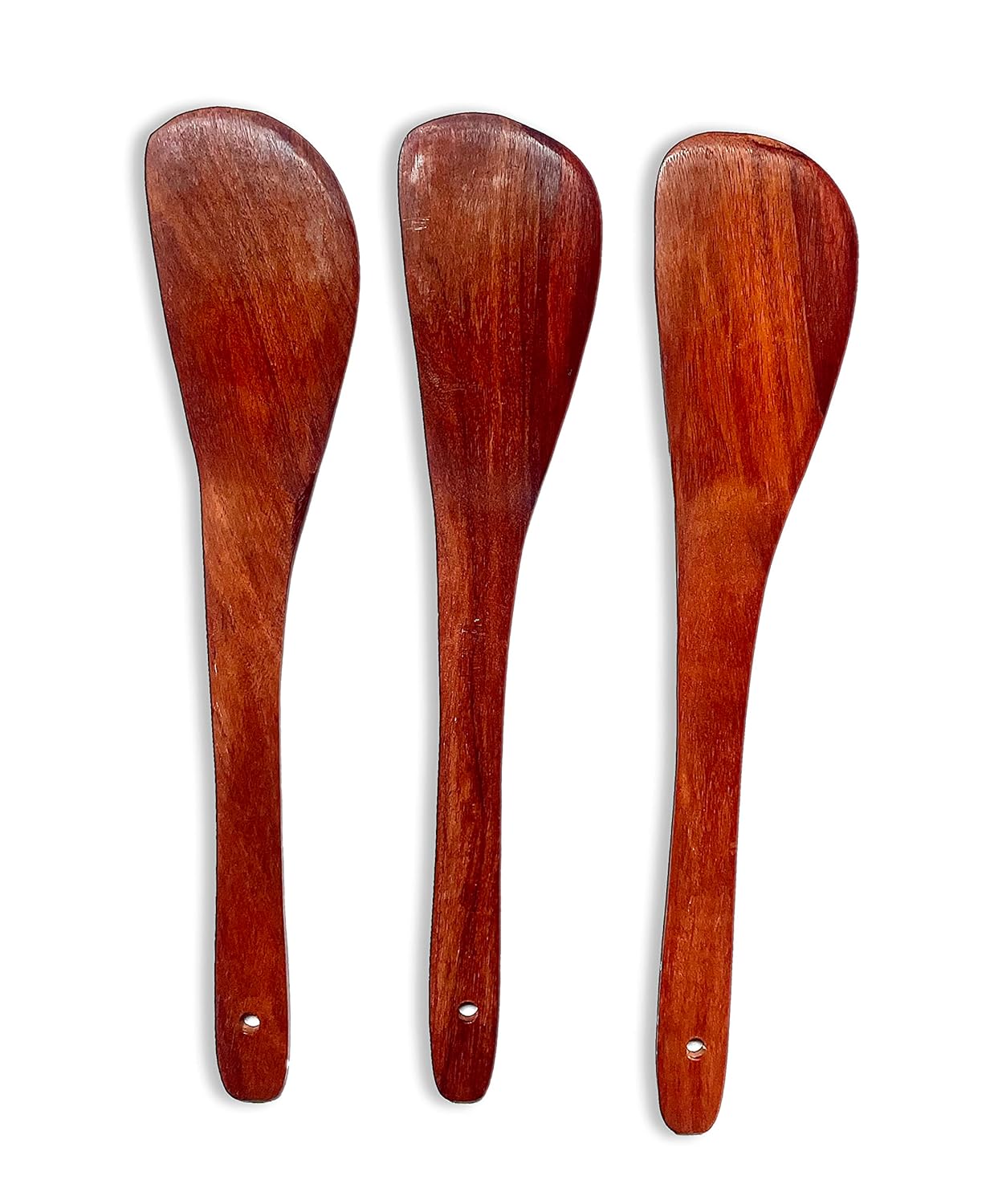 Udaipur Handicrafts Set for Non-Stick Pan and Tawa Handmade Natural Wooden For Kitchen Accessories Items Tools Wood Turner for Frying, Non-Scratch Cookware Long Handle for Healthy Cooking Utensils (Pack of 3)