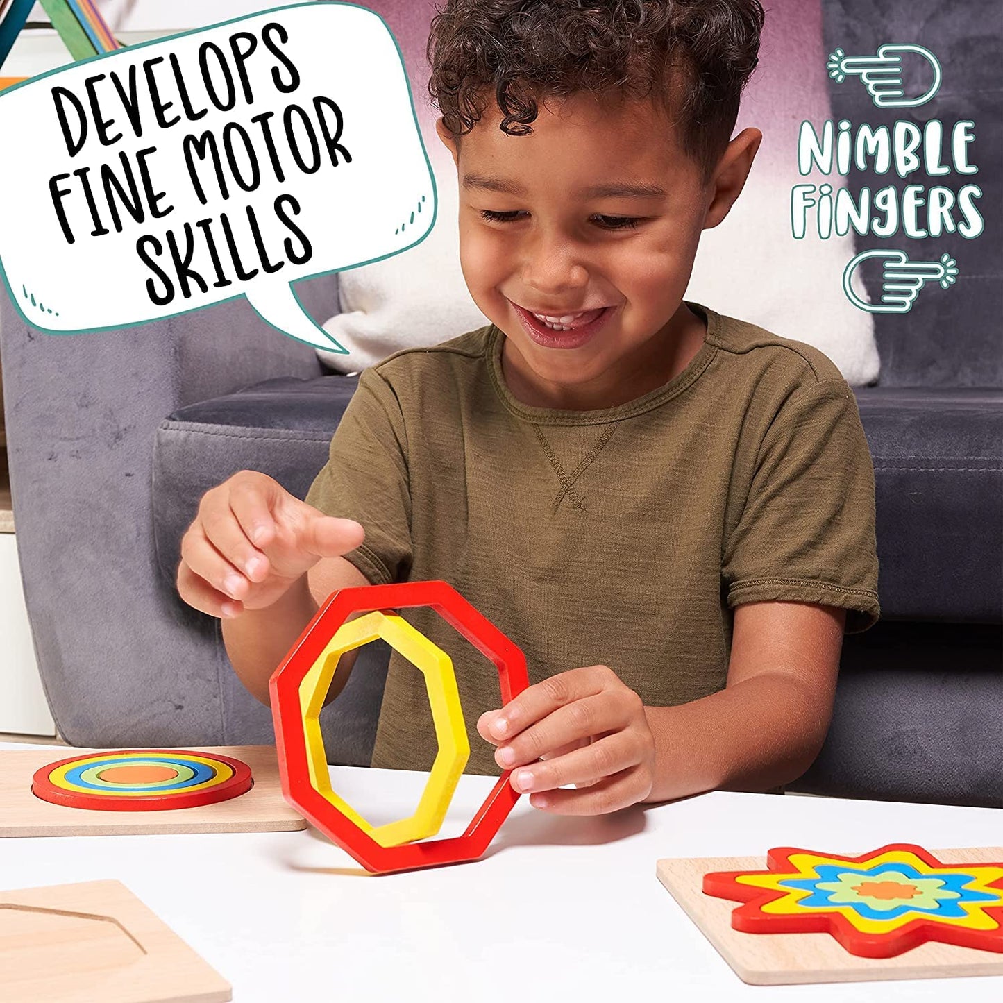Udaipur HandiCrafts Toddler Puzzles Games Wooden Toys Montessori Rainbow Shape Sorting Puzzle Toys Toddlers Activities Preschool Learning Early Educational Birthday Gift Travel For Kids Age 1 2 3 4 Year Old